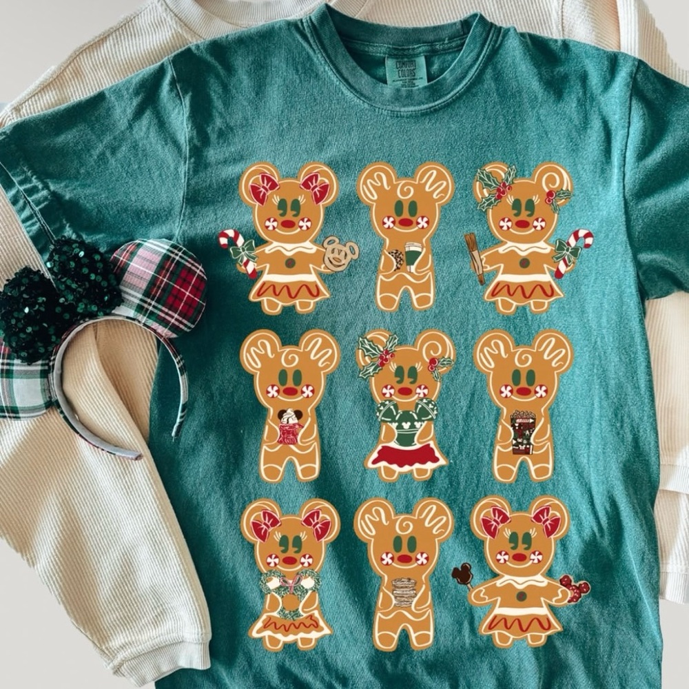 Disney Gingerbread Mickey Mouse + Minnie Mouse Inspired Christmas Holiday Shirt
